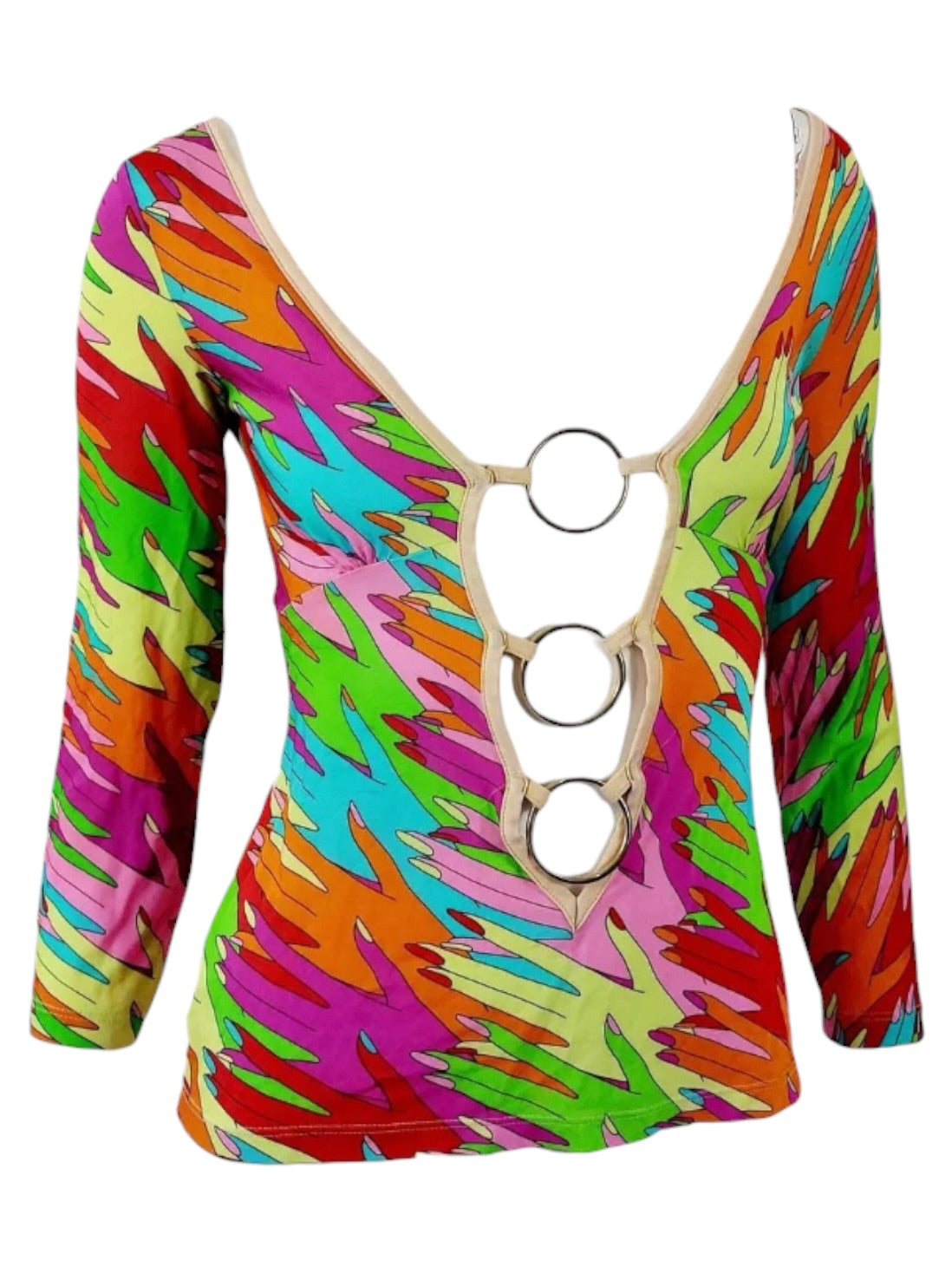 Dolce and Gabbana D&G Bella Hadid Rainbow Mesh Top