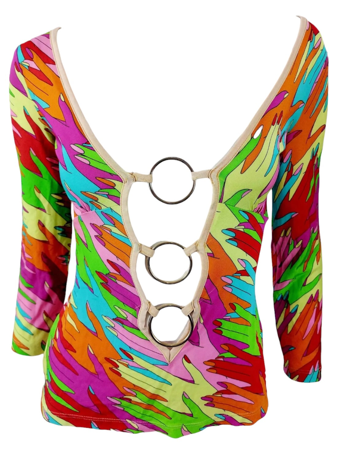 Dolce and Gabbana D&G Bella Hadid Rainbow Mesh Top