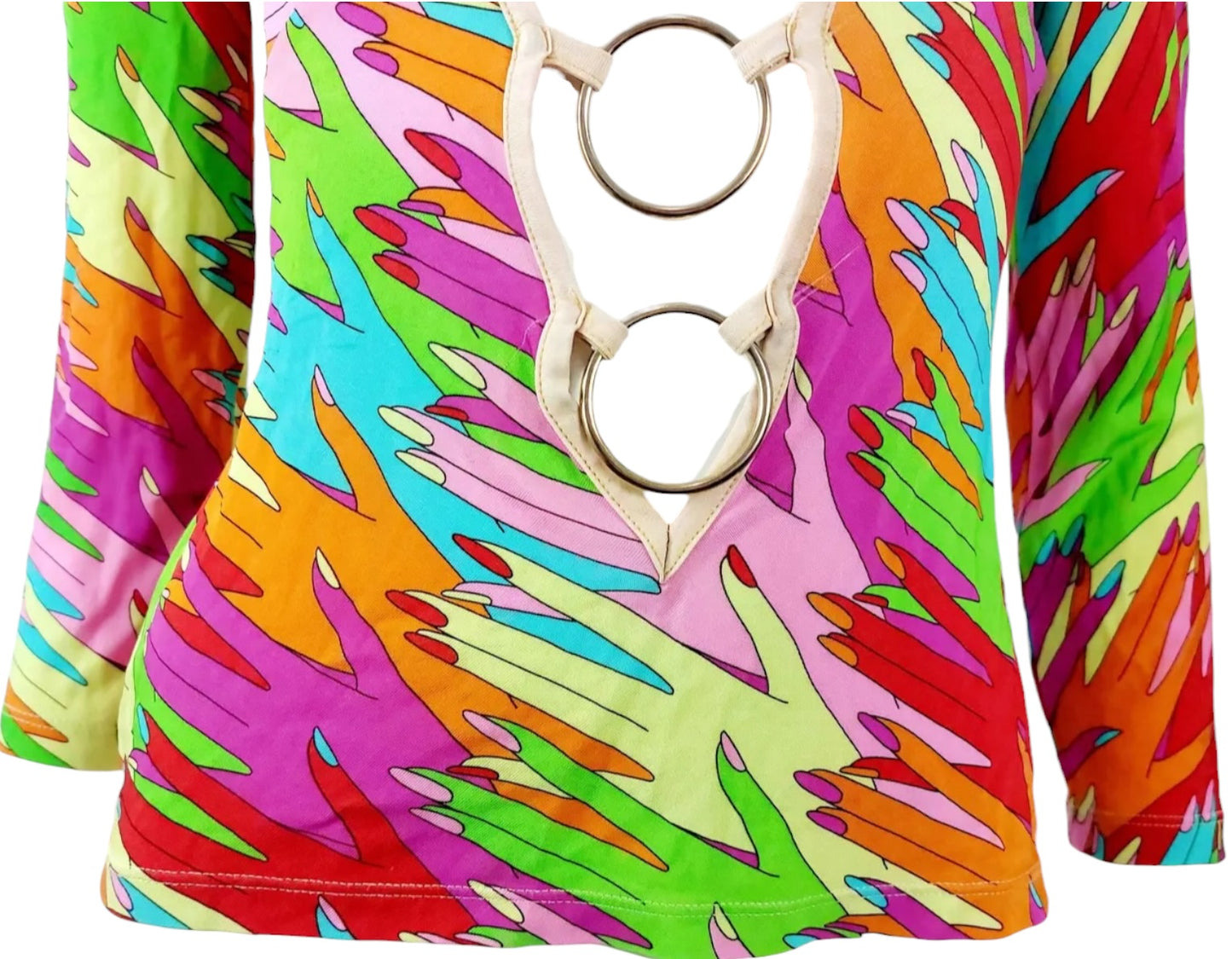 Dolce and Gabbana D&G Bella Hadid Rainbow Mesh Top