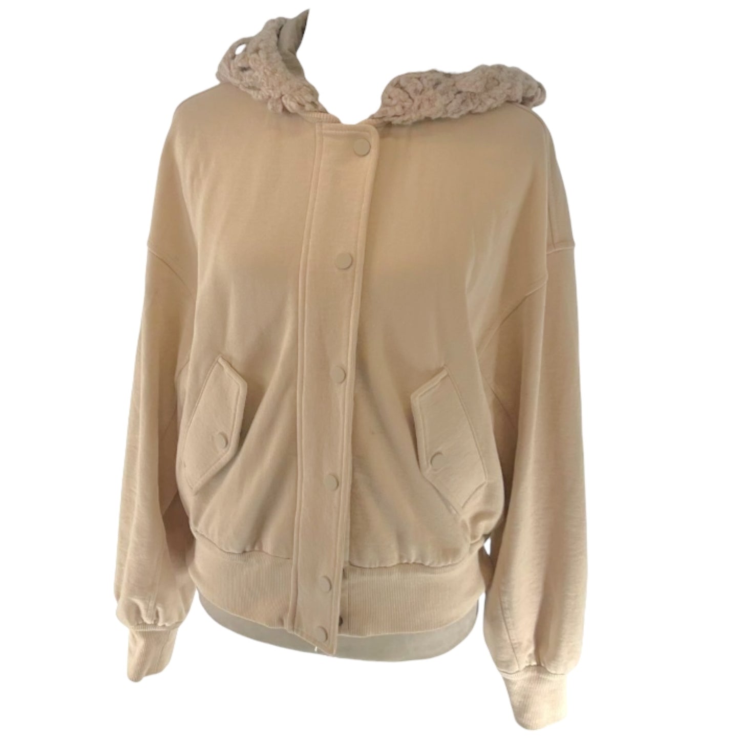 Brunello Cucinelli Beige Cotton Jacket with Detachable Crochet Virgin Wool Hood – Made in Italy