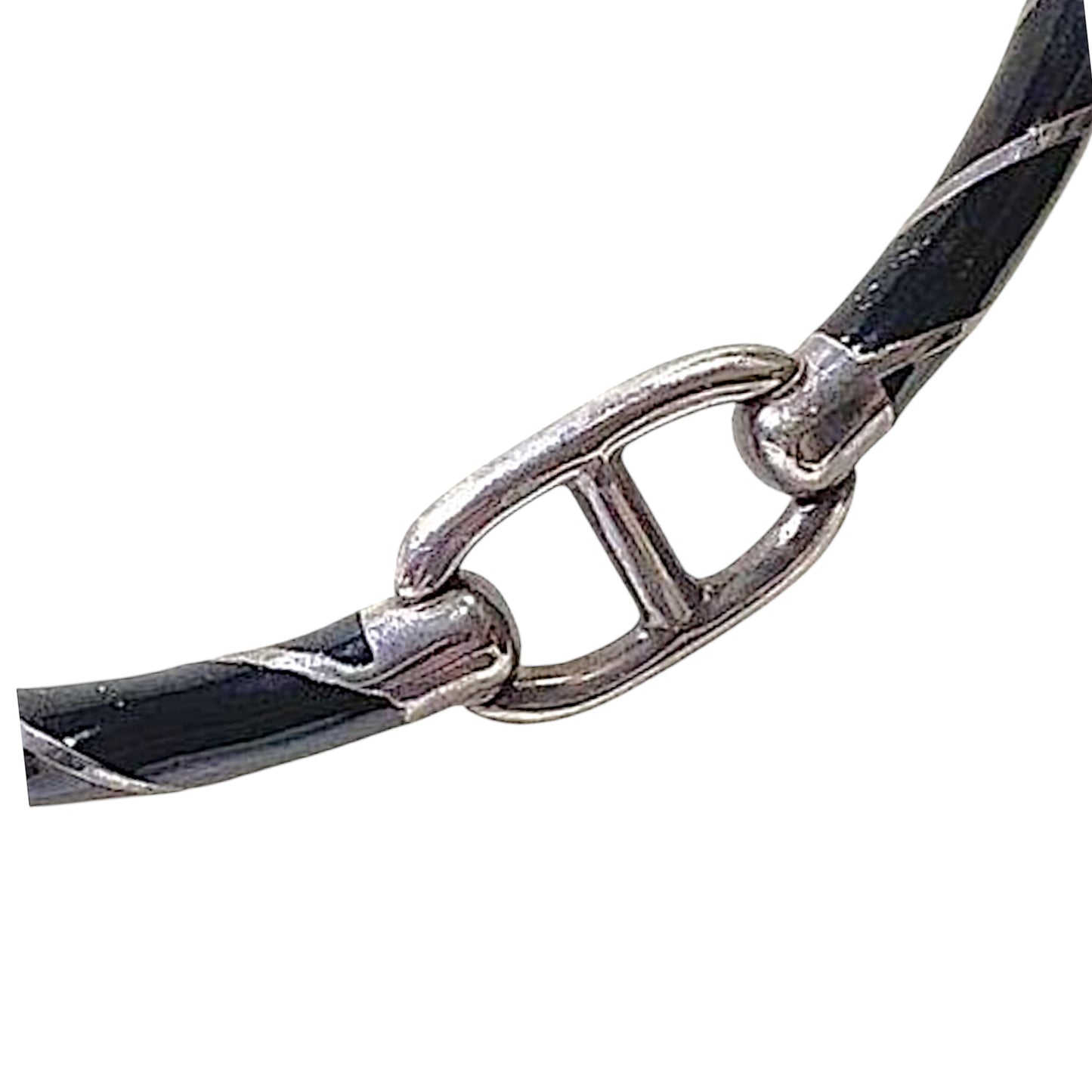 Vintage Gucci Sterling Silver & Black Enamel Twist Collar Necklace 95g, c. 1970s