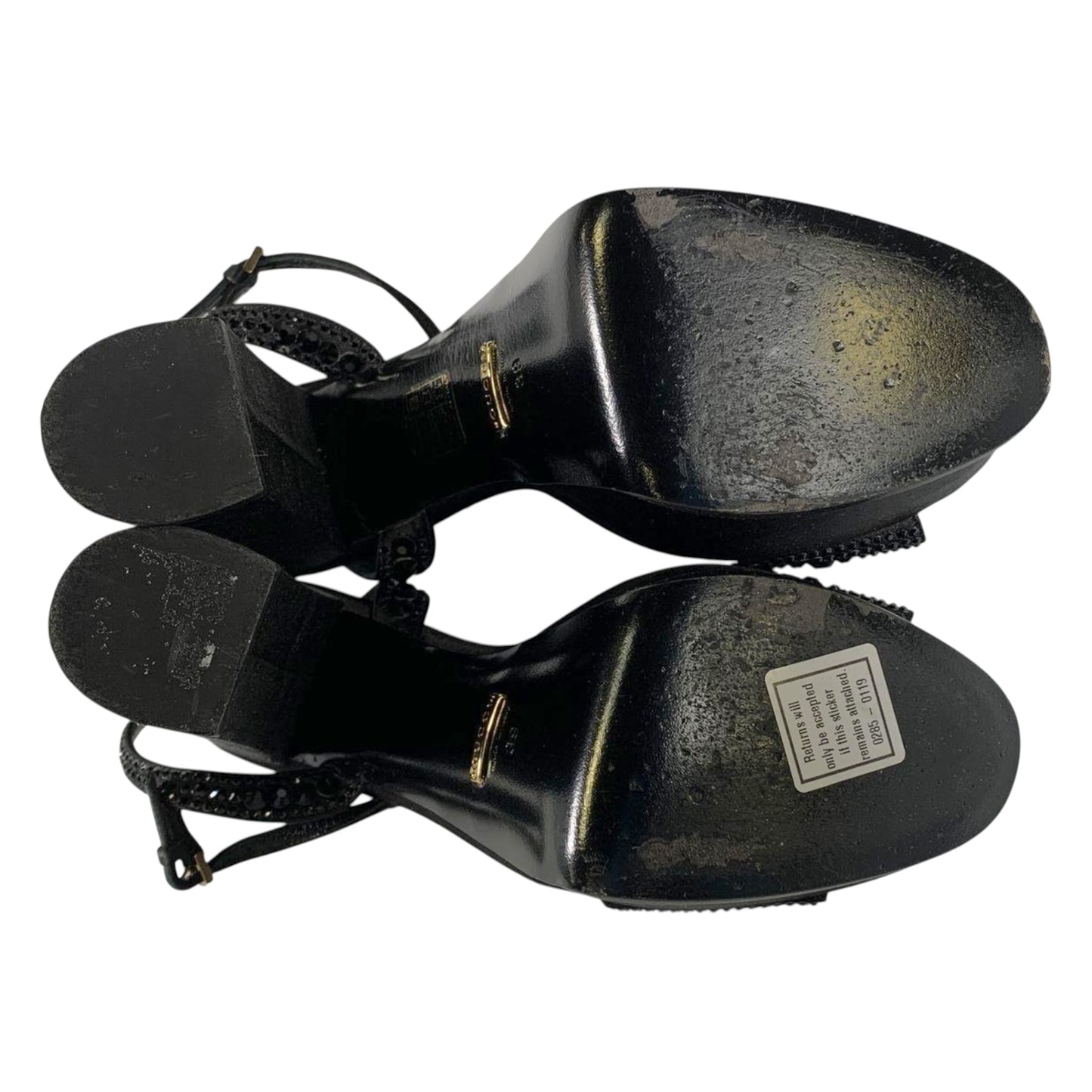 Gucci S/S 2014 Black Crystal-Embellished Satin Platform Sandals Heels | Size 39
