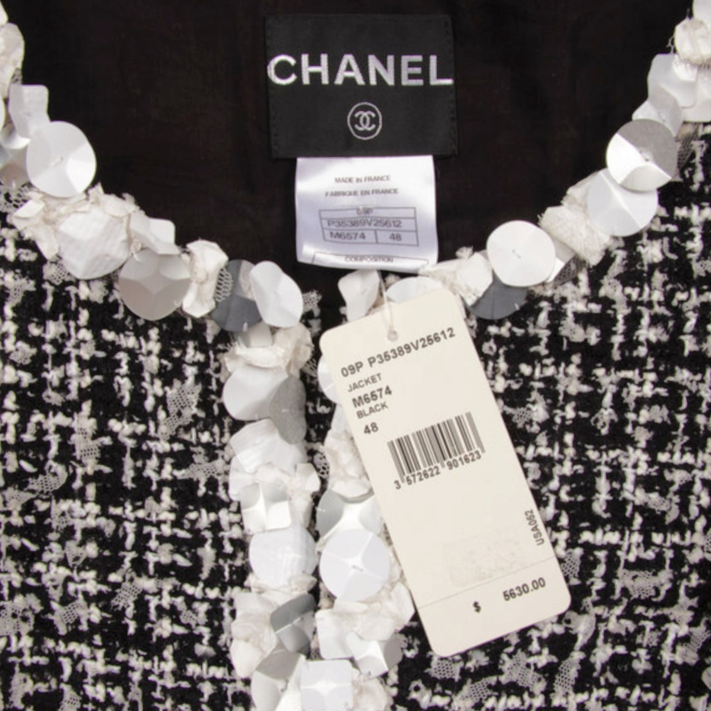 Chanel Spring 2009 Runway Tweed Jacket - Look 7 Sequin Trim Bouclé Karl Lagerfeld Era (09P)