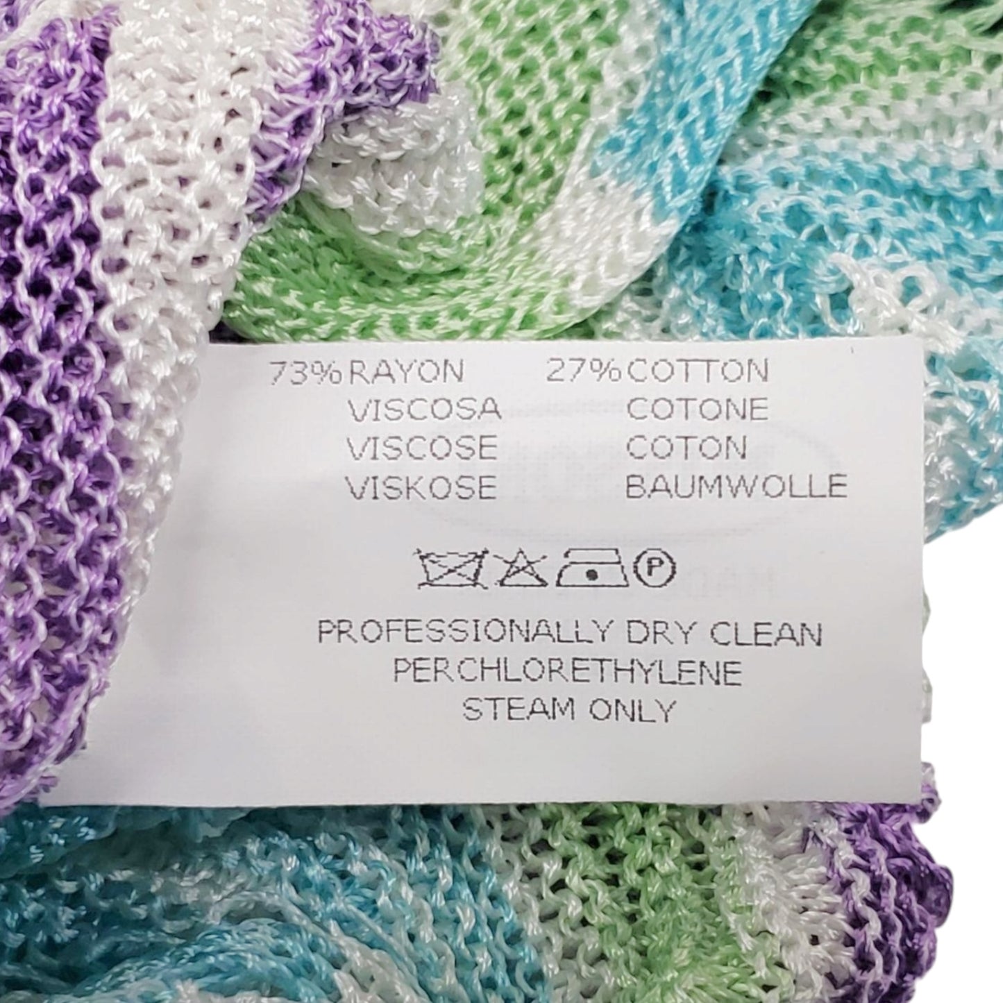 Missoni Multicolor Zigzag Chevron Knit Scarf NWT | Pastel Wave Stripe | 10” x 64”