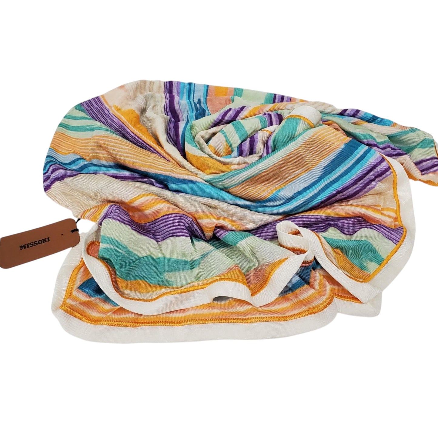 Missoni Multicolor Striped Rayon Stole Scarf NWT | Made in Italy | 22” x 75”