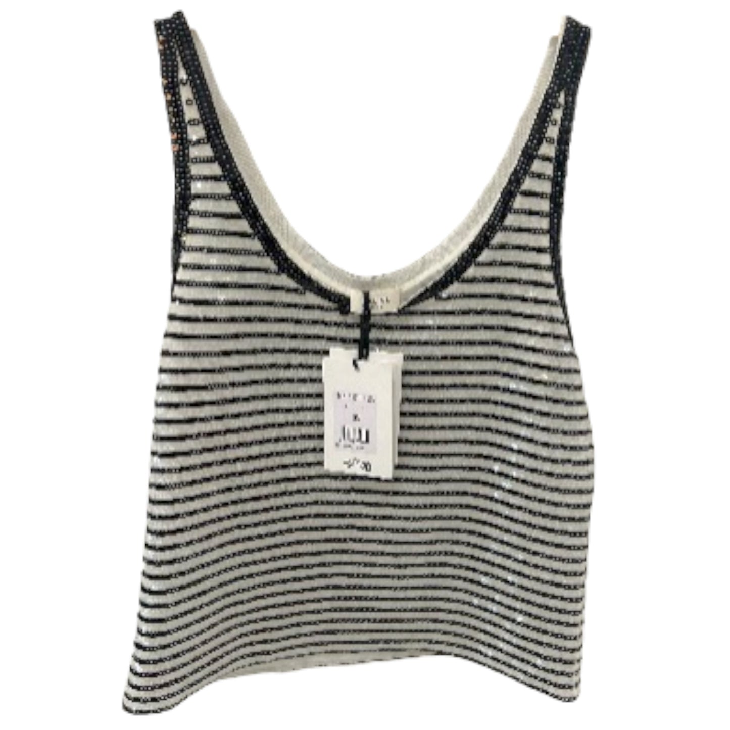 Céline Marinière Sequin Embroidered Jersey Tulle Tank Top NWT Size Small