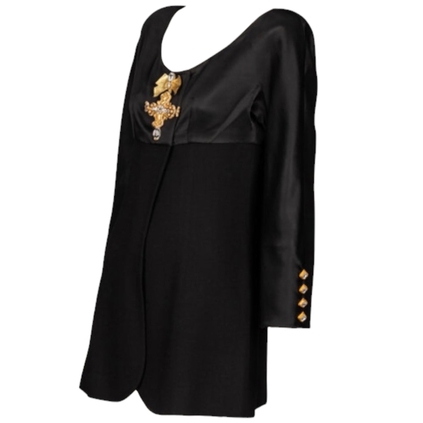 Vintage Christian Dior Demi-Couture Embellished Evening Jacket with Gold Cross Appliqué