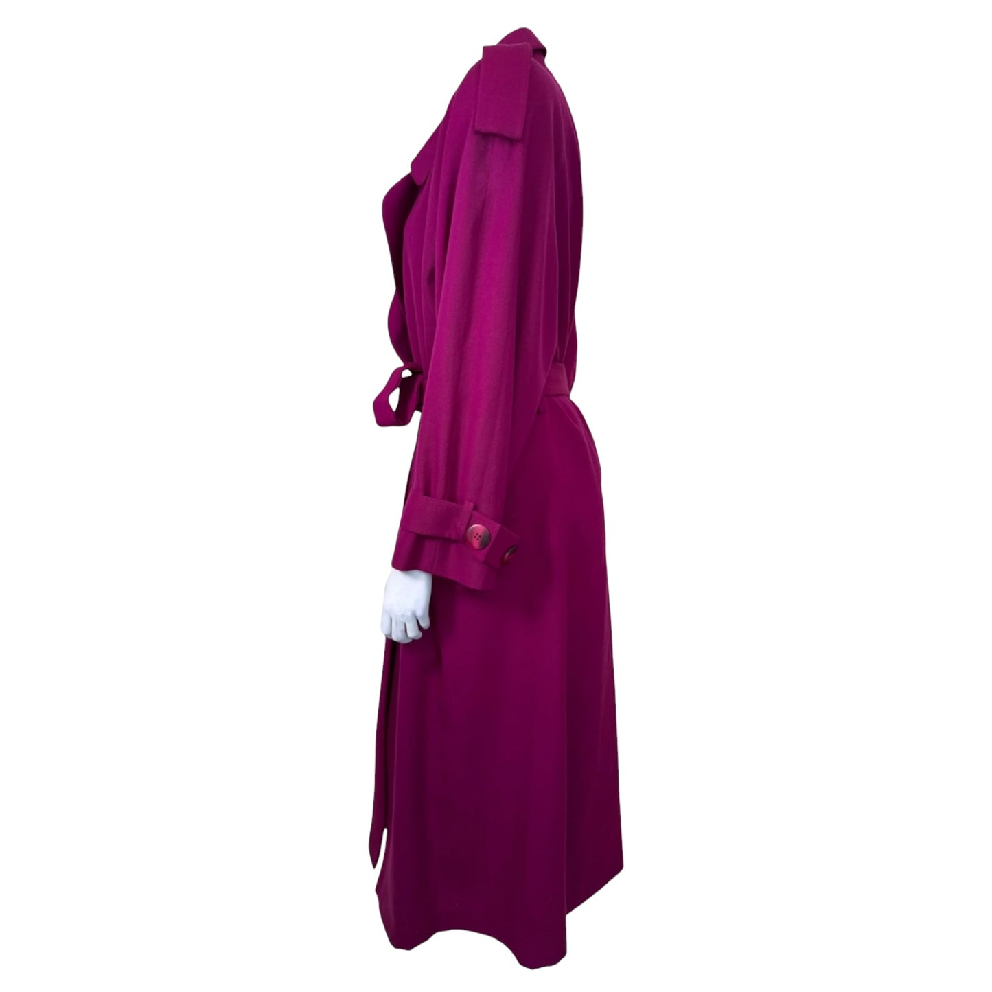 Vintage Christian Dior Fuchsia Belted Wrap Trench Coat - Late 1980s/Early 1990s