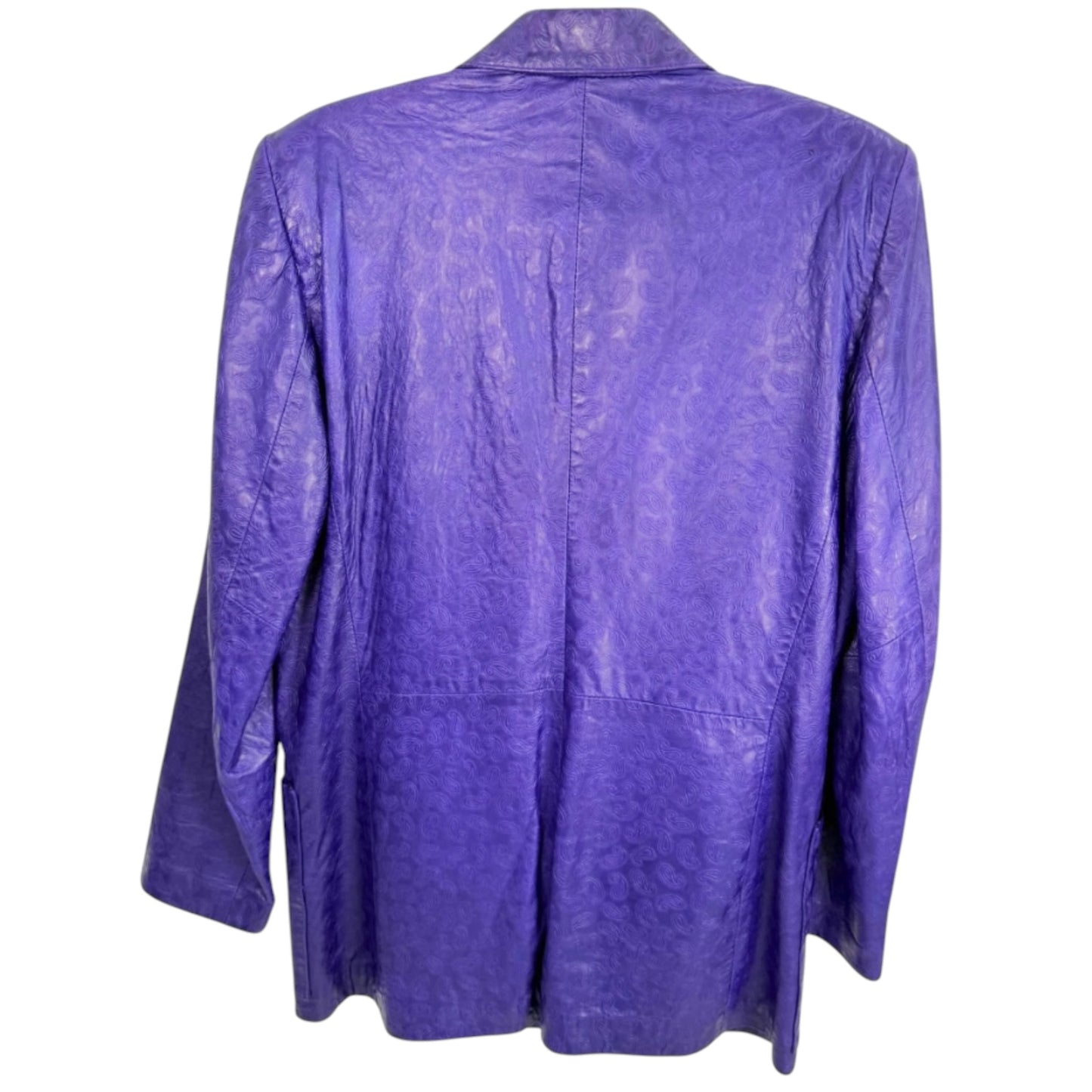Michael Hoban for North Beach Leather Vintage 1980s Purple Embossed Paisley Leather Jacket