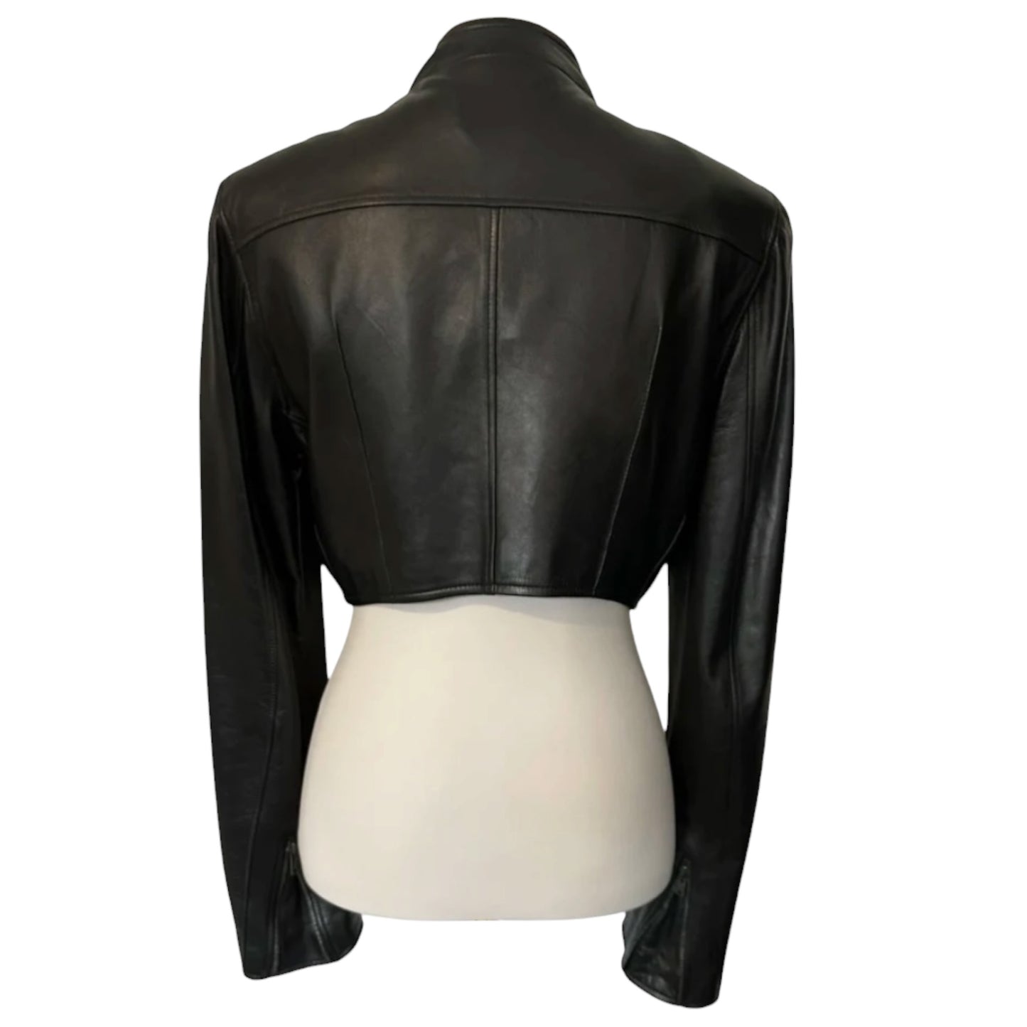 2003 Yves Saint Laurent Rive Gauche by Tom Ford Black Leather Cropped Moto Jacket