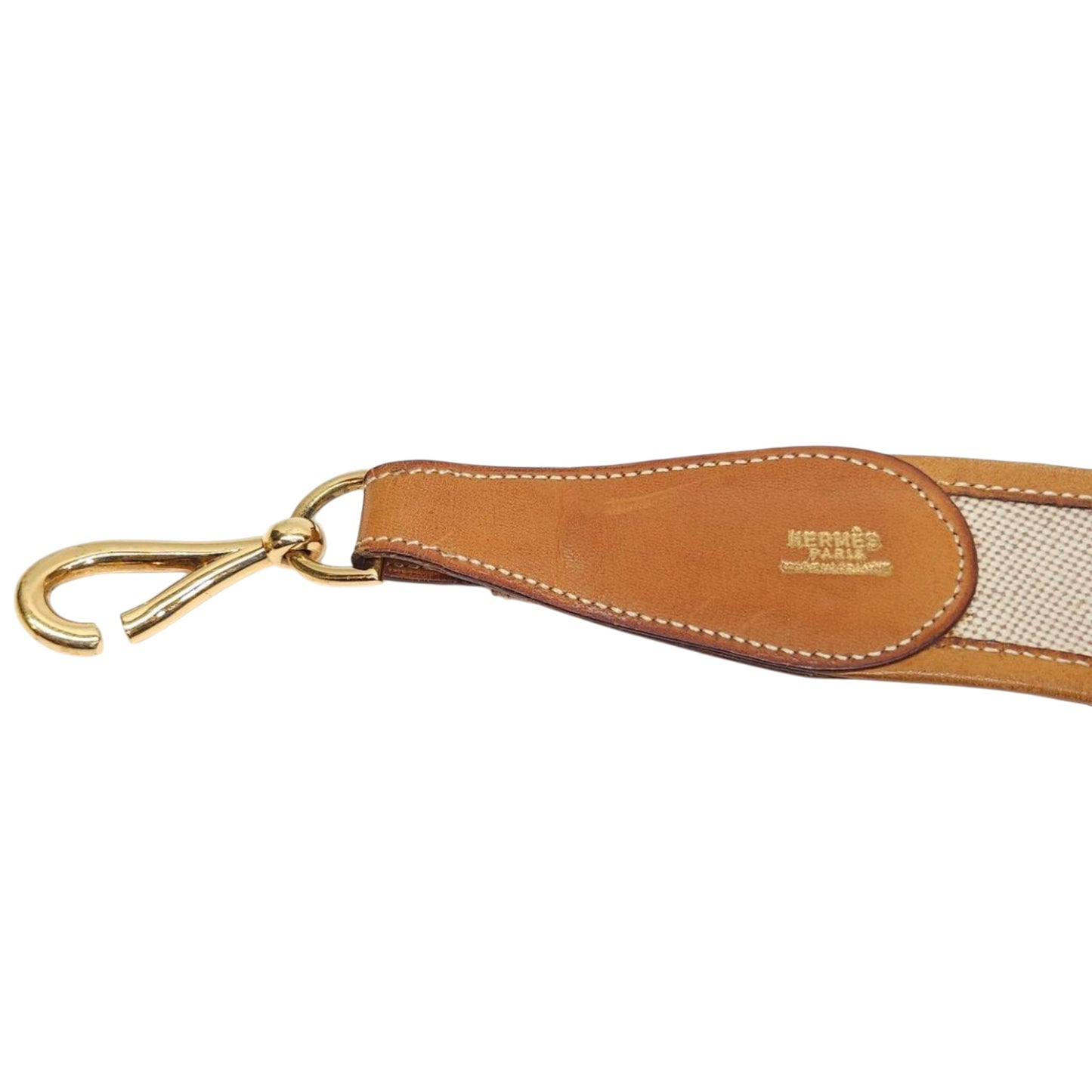 Hermès equestrian leather canvas belt, side view