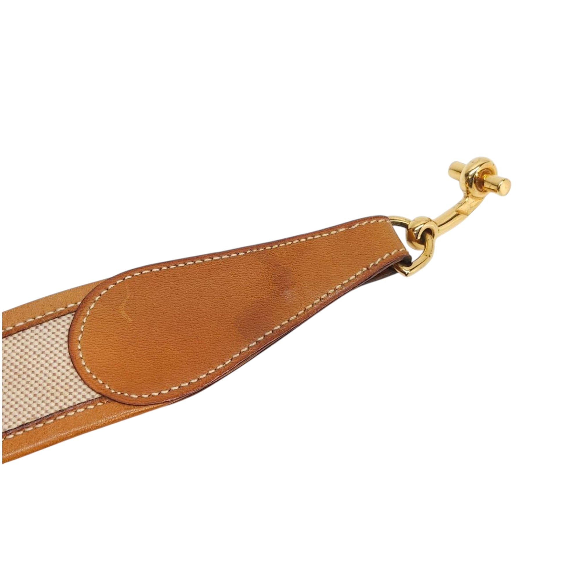 Hermès equestrian leather canvas belt, canvas detail close-up