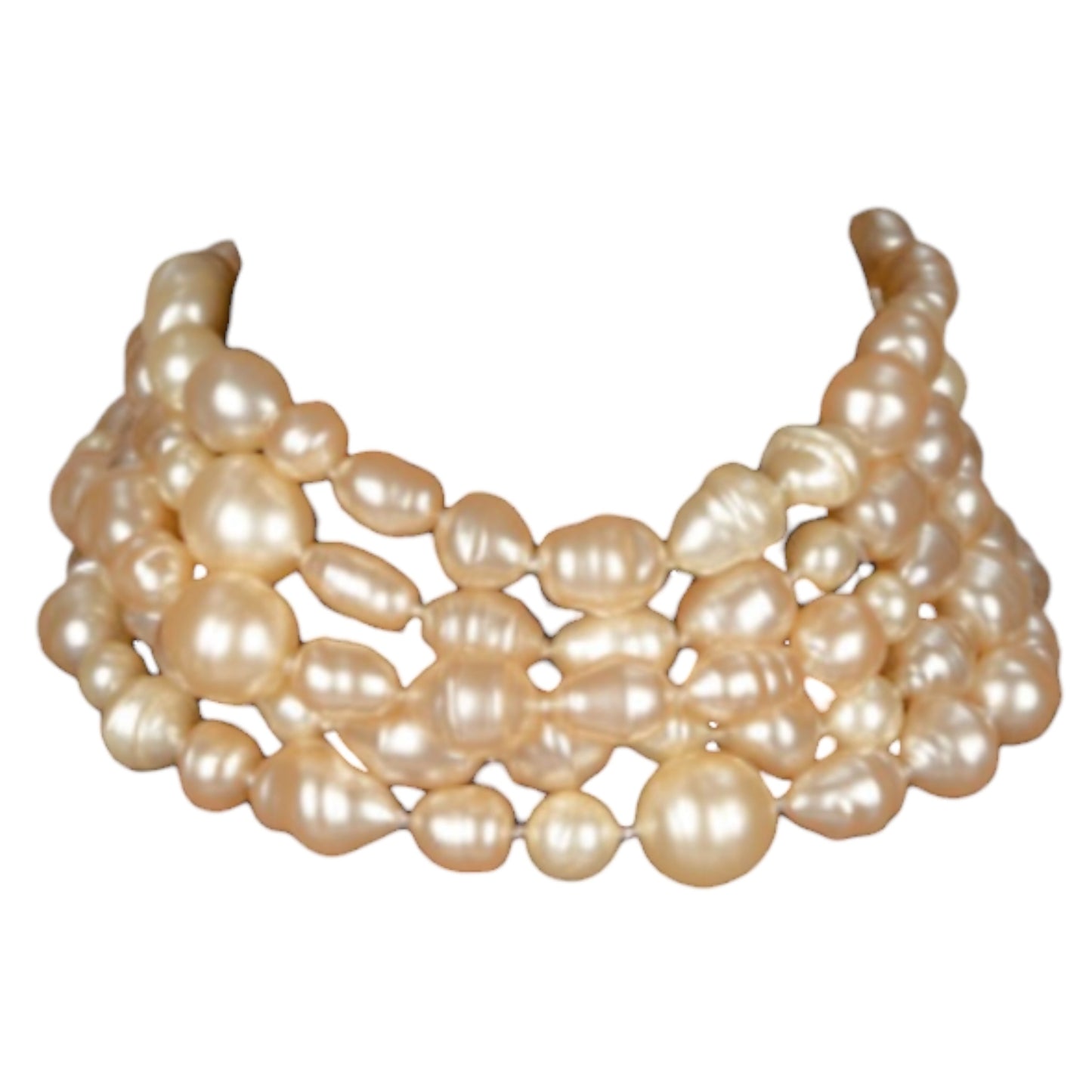 Chanel Vintage 1980s Maison Gripoix Baroque Pearl Four-Strand Collar Necklace