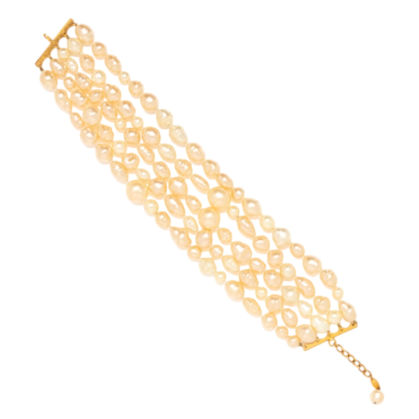 Chanel Vintage 1980s Maison Gripoix Baroque Pearl Four-Strand Collar Necklace