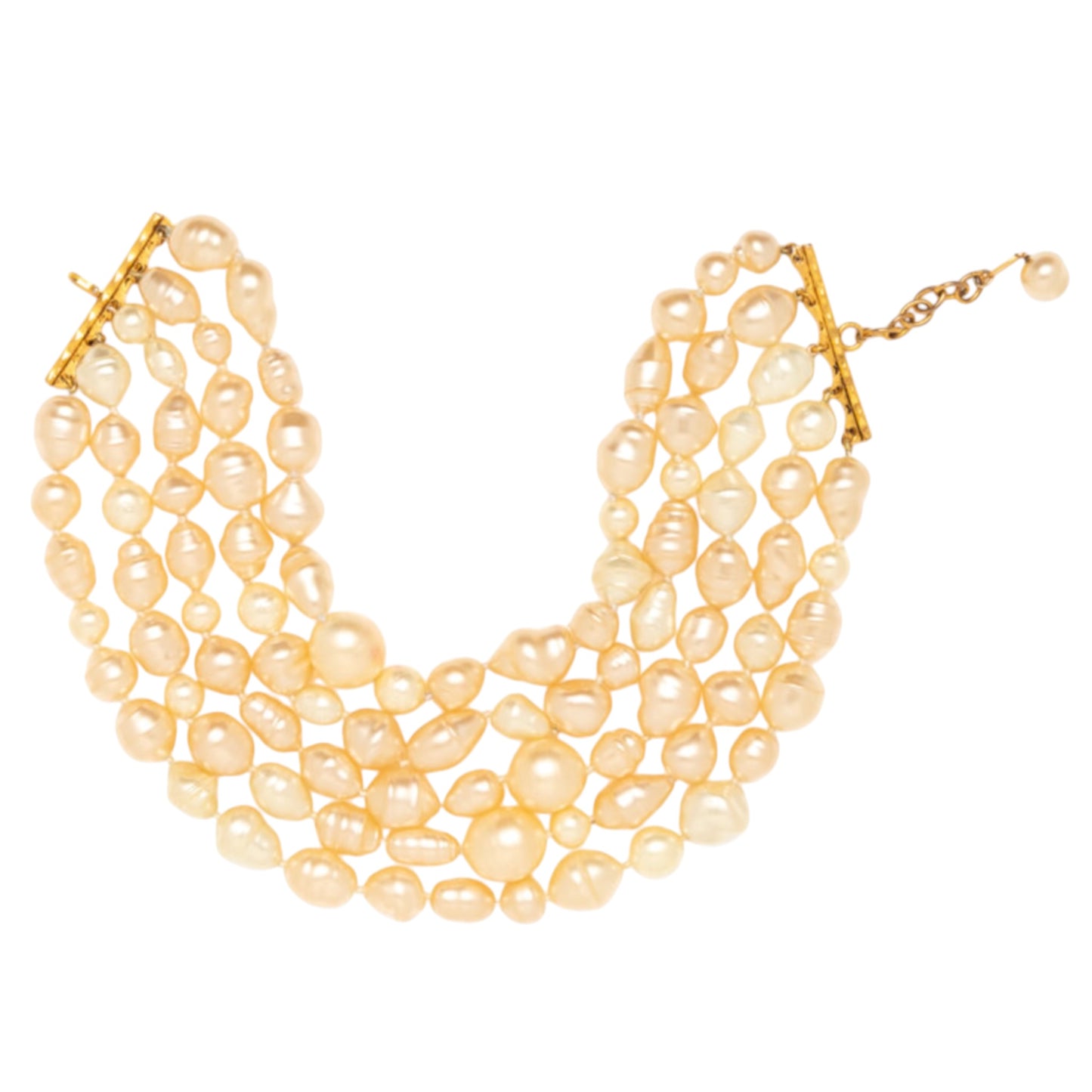 Chanel Vintage 1980s Maison Gripoix Baroque Pearl Four-Strand Collar Necklace