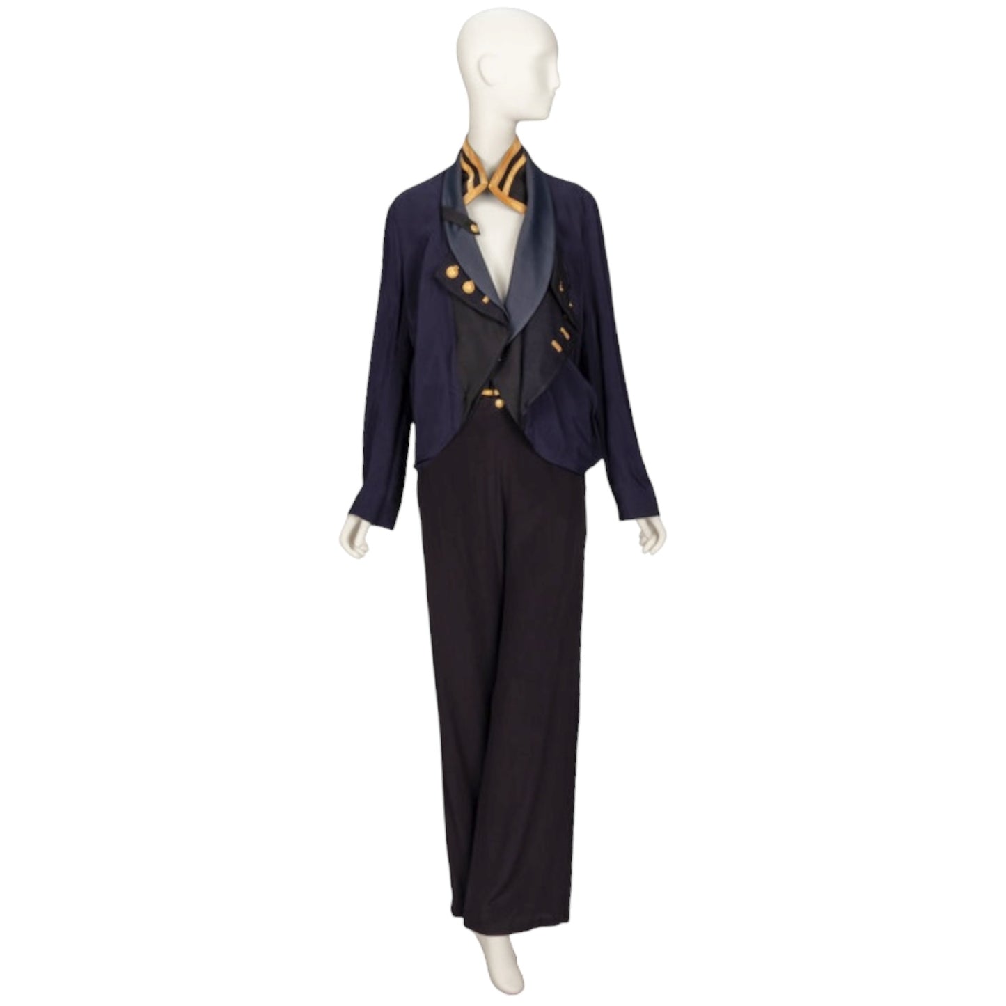 Balenciaga S/S 2005 Nicolas Ghesquière Runway Naval-Inspired Jacket & Sailor Pants Set Size 40