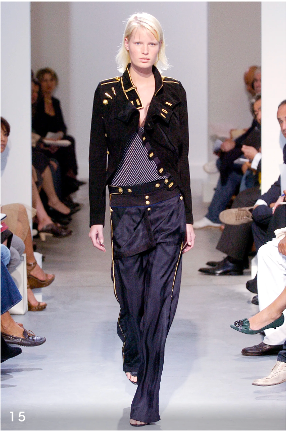 Balenciaga S/S 2005 Nicolas Ghesquière Runway Naval-Inspired Jacket & Sailor Pants Set Size 40