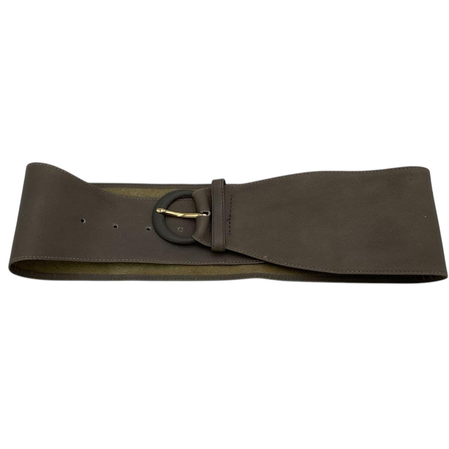 Christian Dior vintage 1970s gray full grain aniline cowhide wide sash belt, front view