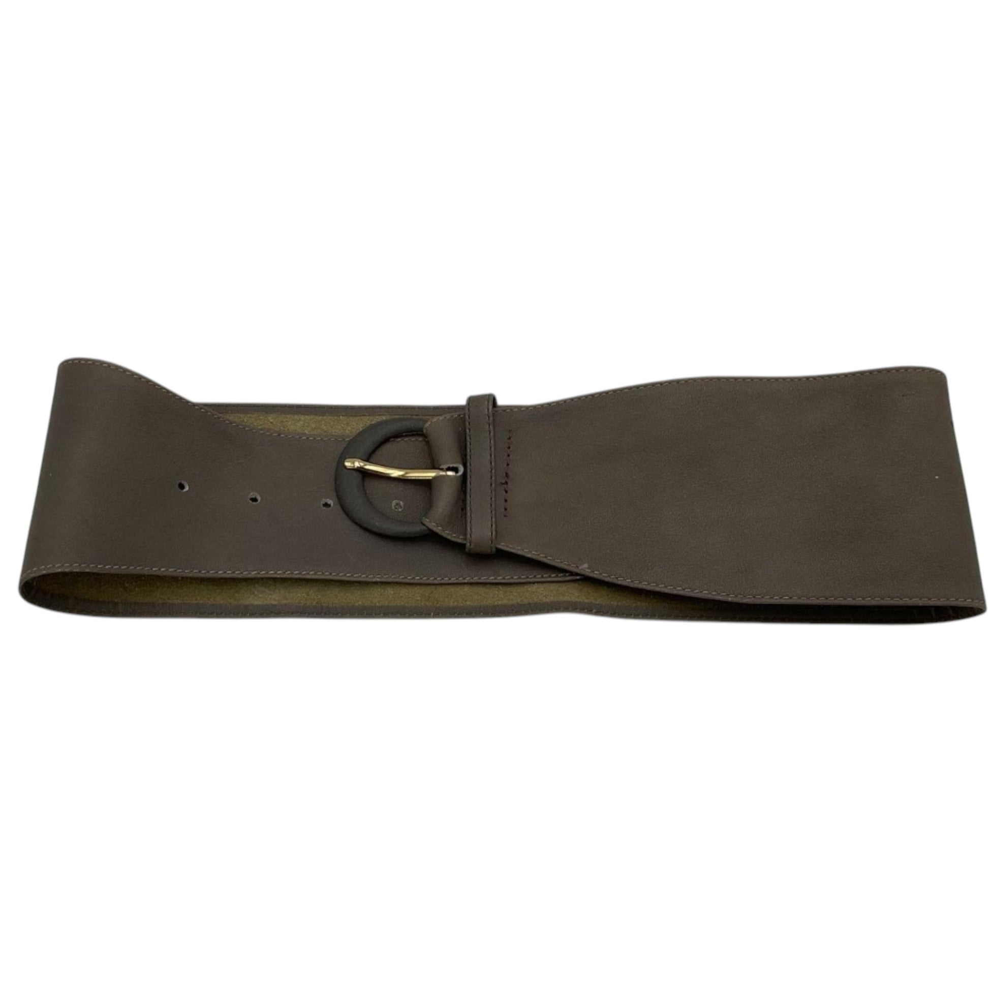 Christian Dior vintage 1970s gray full grain aniline cowhide wide sash belt, front view