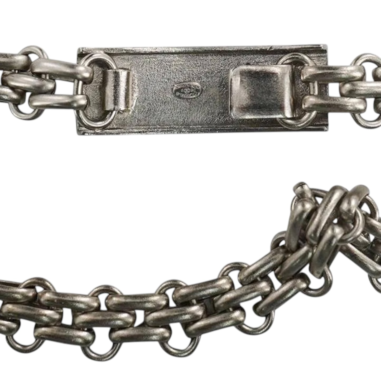 Chanel 1998 Silver-Plated Chain Link Necklace with Logo Clasp | 28”