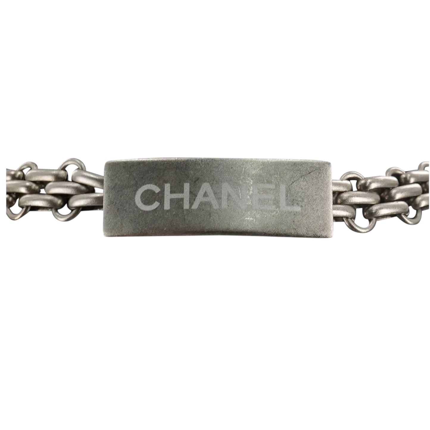 Chanel 1998 Silver-Plated Chain Link Necklace with Logo Clasp | 28”