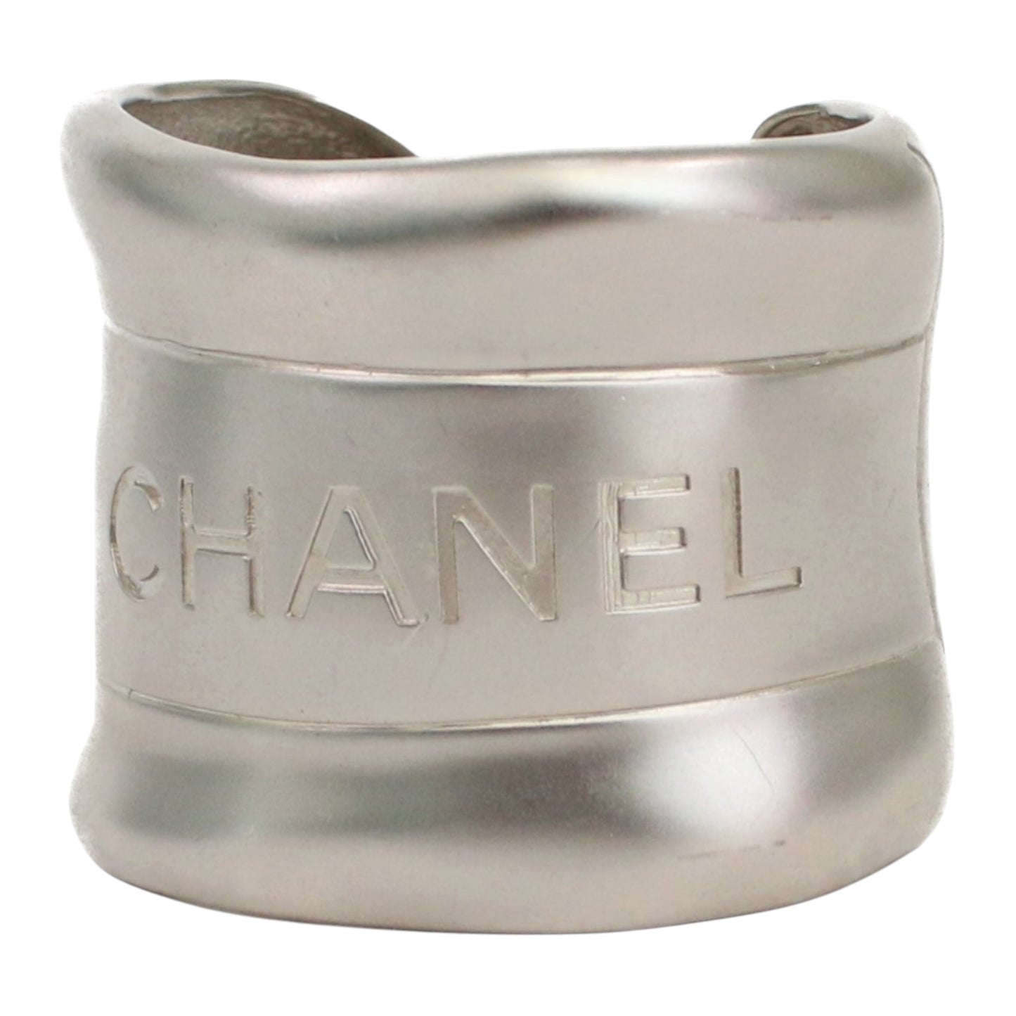 Chanel Spring 1998 Silver-Tone Logo Cuff Bracelet