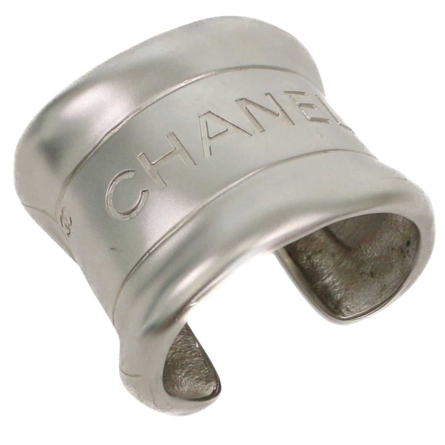 Chanel Spring 1998 Silver-Tone Logo Cuff Bracelet
