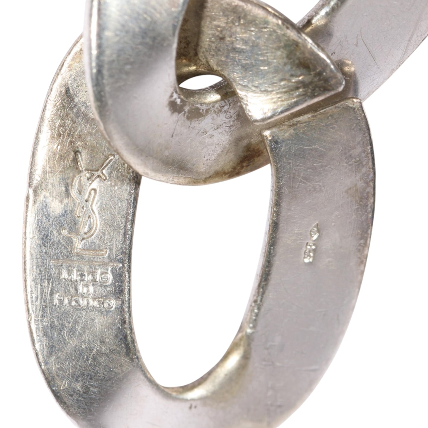 Vintage Yves Saint Laurent YSL Sterling Silver Chunky Chain Link Bracelet | Made in France