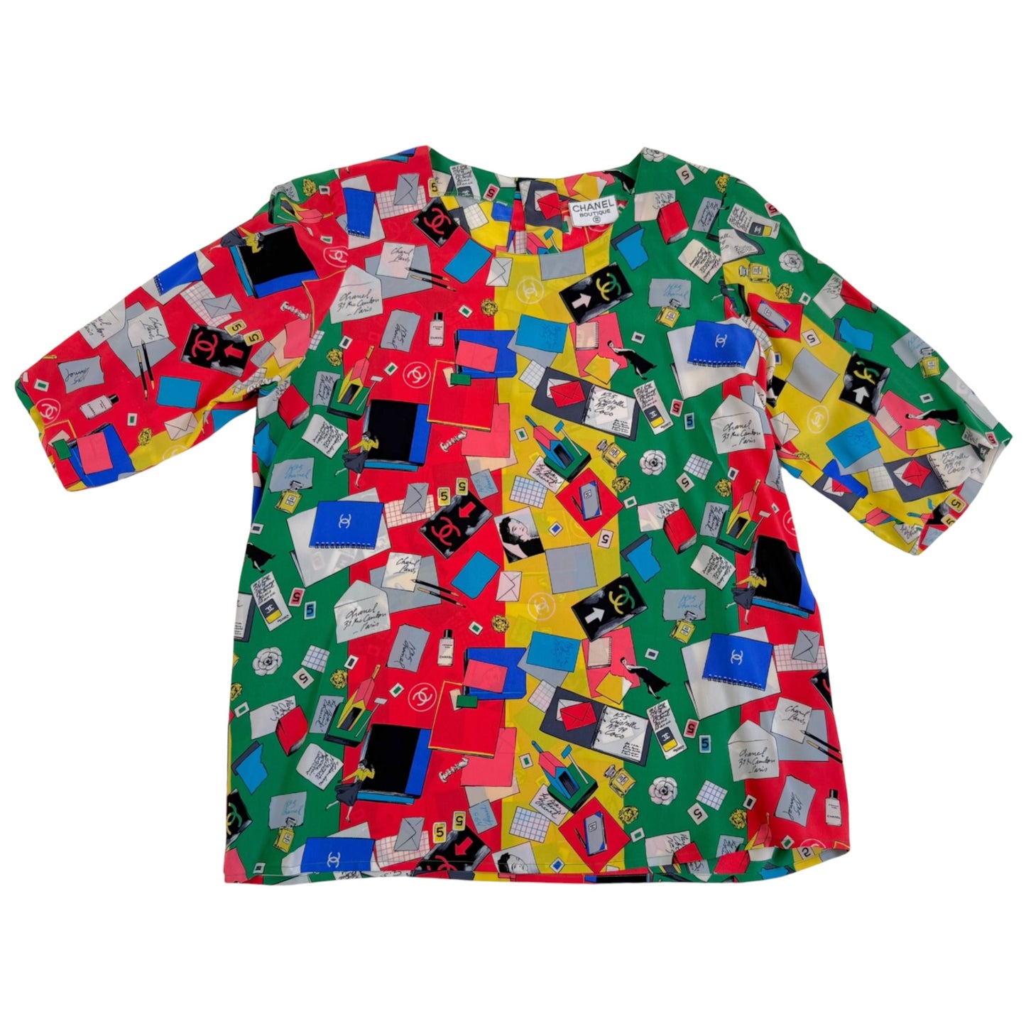Rare Chanel Fall/Winter 1988 “Coco” Reversible Check Jacket, Skirt & Blouse 3-Piece Set