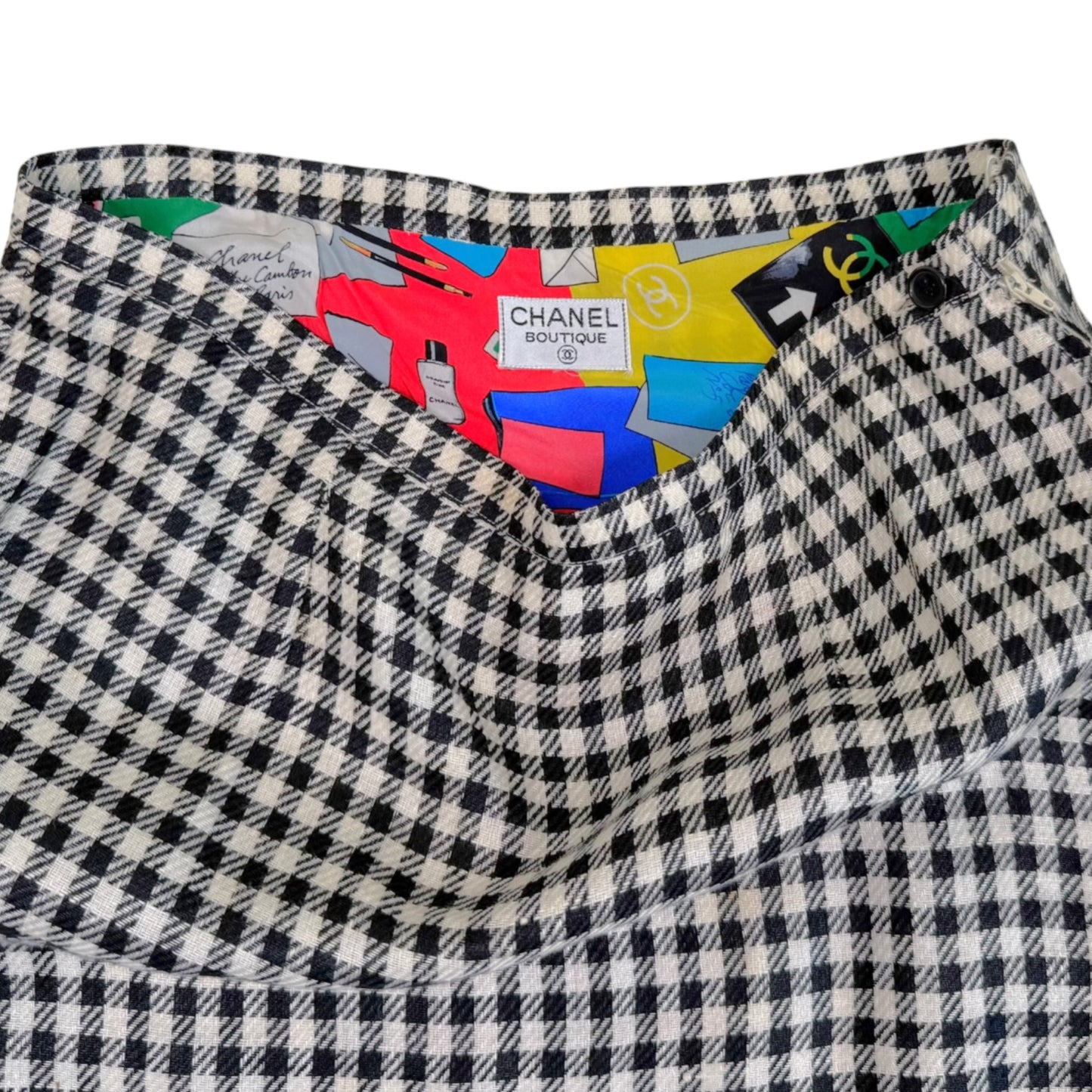 Rare Chanel Fall/Winter 1988 “Coco” Reversible Check Jacket, Skirt & Blouse 3-Piece Set