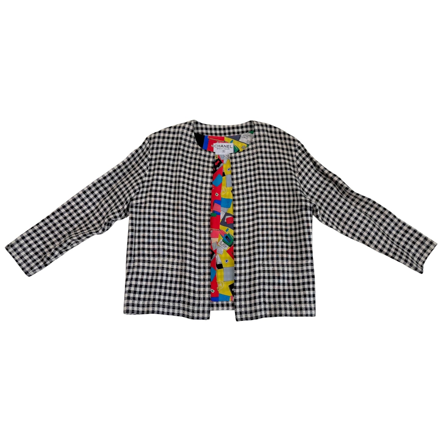 Rare Chanel Fall/Winter 1988 “Coco” Reversible Check Jacket, Skirt & Blouse 3-Piece Set