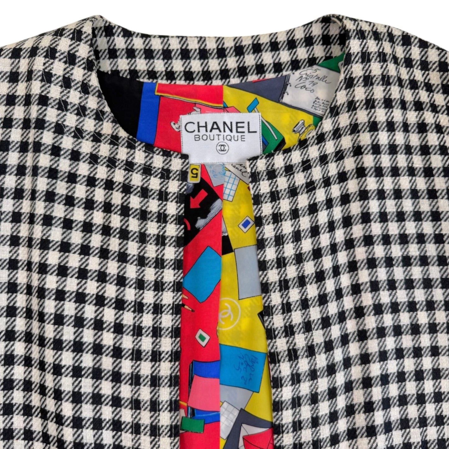 Rare Chanel Fall/Winter 1988 “Coco” Reversible Check Jacket, Skirt & Blouse 3-Piece Set