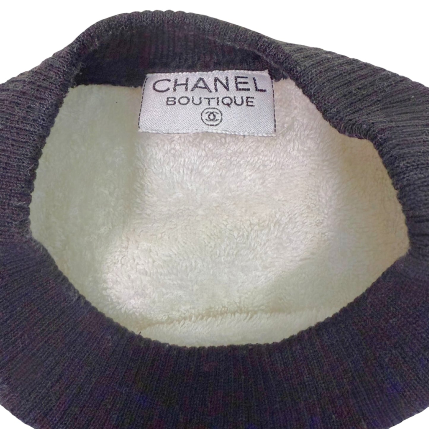 Vintage Chanel Boutique 1992 Terry Cloth Logo Sweatshirt & Mini Skirt Set Made in France