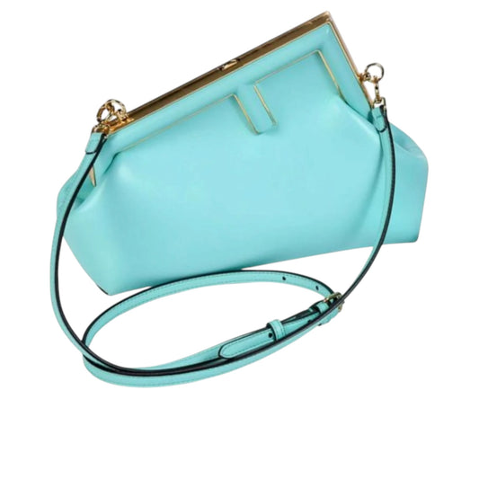 Fendi "First" Small Tiffany Blue Shiny Nappa Leather Shoulder Bag, 2000s