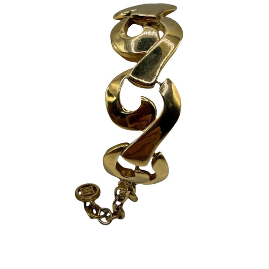 Vintage Givenchy 4G Medallion Gold Tone Swirl Link Bracelet | Early 1990s