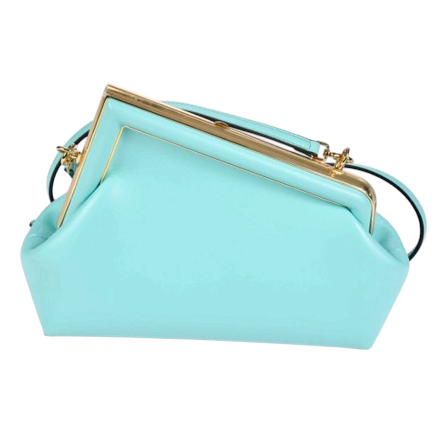 Fendi "First" Small Tiffany Blue Shiny Nappa Leather Shoulder Bag, 2000s