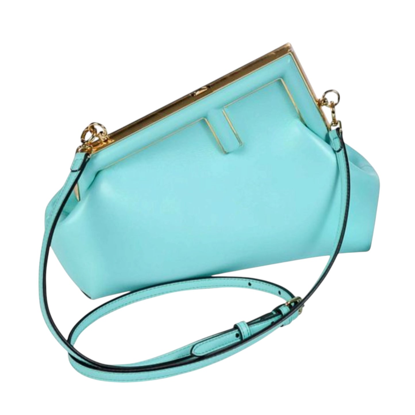 Fendi "First" Small Tiffany Blue Shiny Nappa Leather Shoulder Bag, 2000s