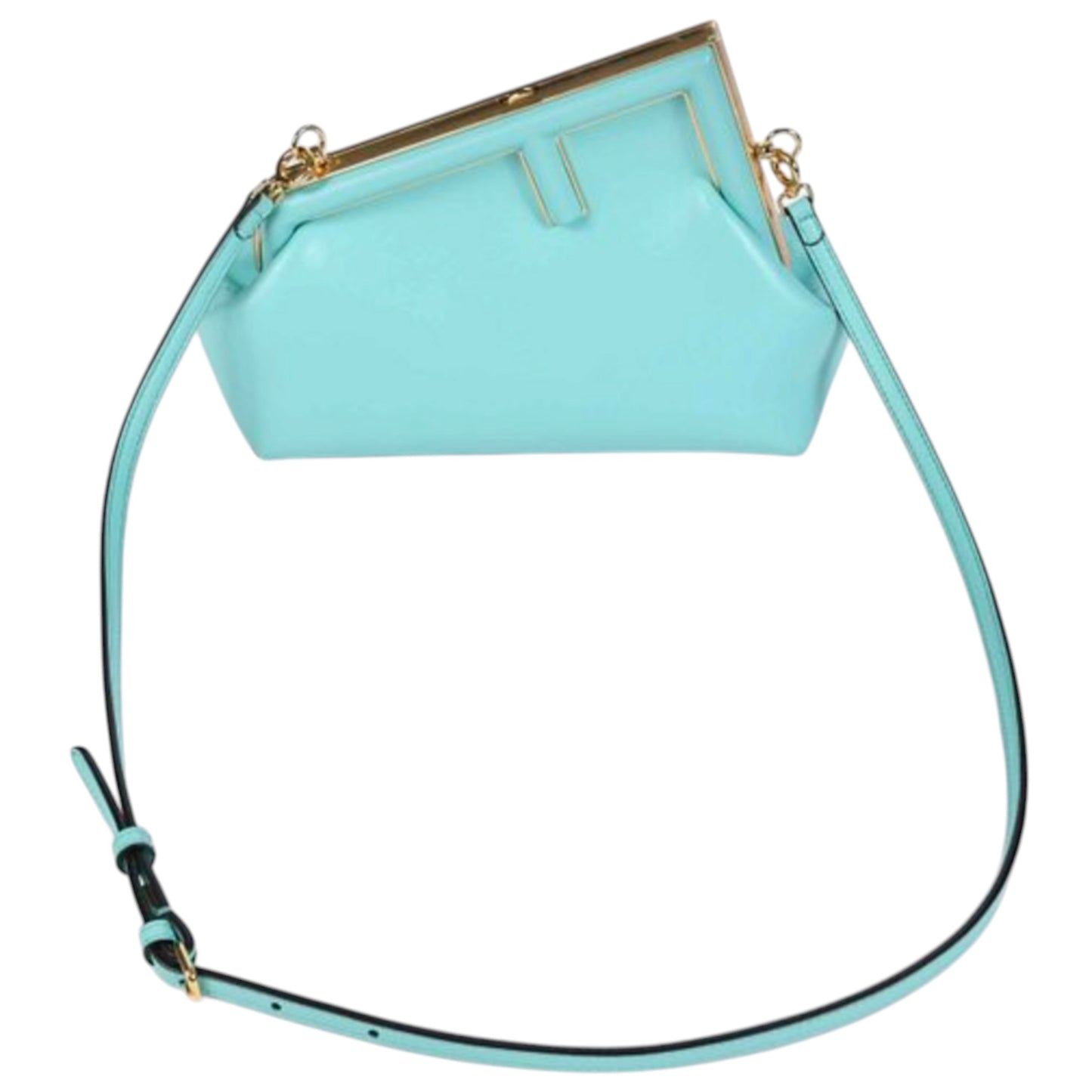 Fendi "First" Small Tiffany Blue Shiny Nappa Leather Shoulder Bag, 2000s