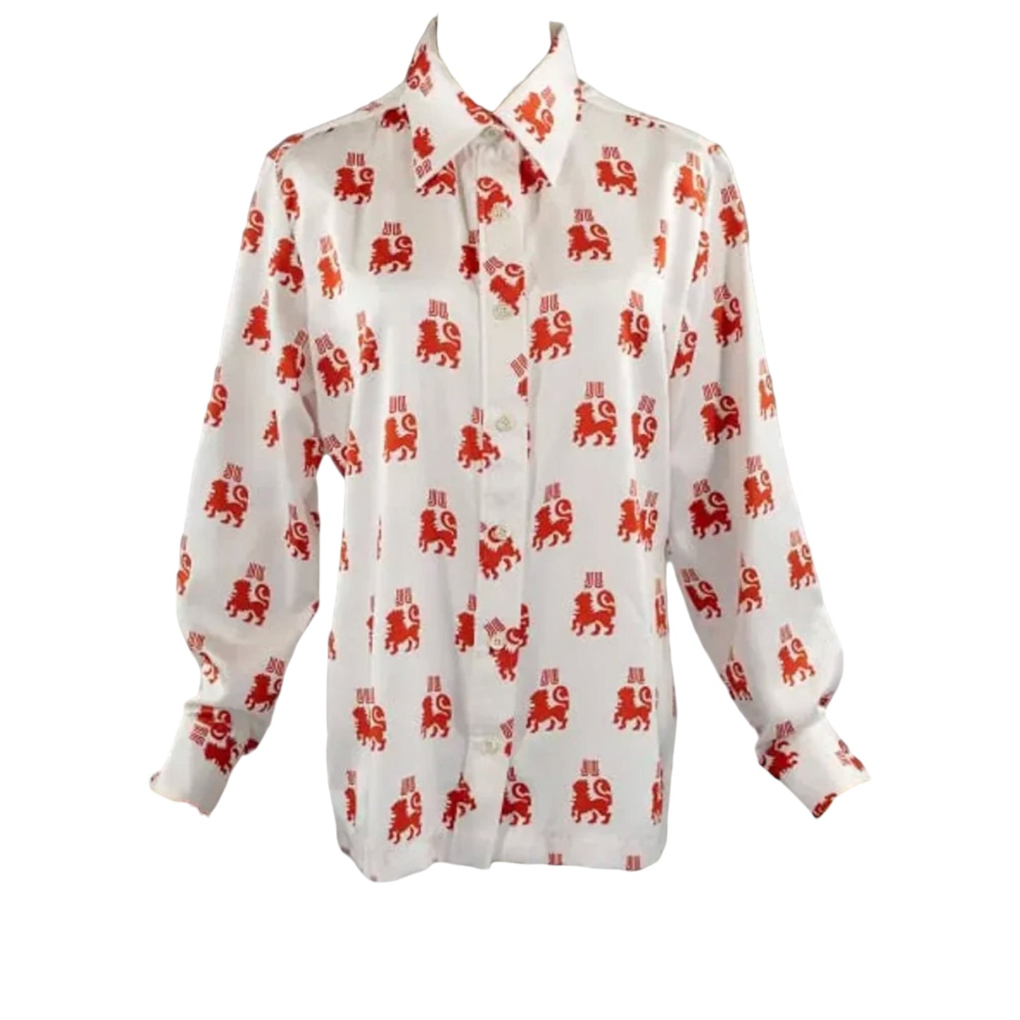 Vintage 1970s Lanvin Paris New York Lion Print Blouse – Heraldic Novelty Print