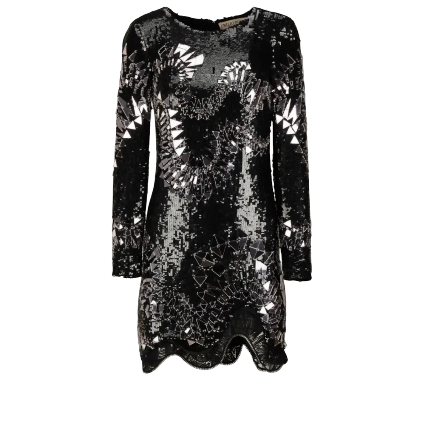 Runway Emilio Pucci by Peter Dundas Pre-Fall 2015 Look 37 Mirror Embellished Black Mini Dress