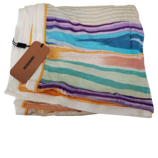 Missoni Multicolor Striped Rayon Stole Scarf NWT | Made in Italy | 22” x 75”