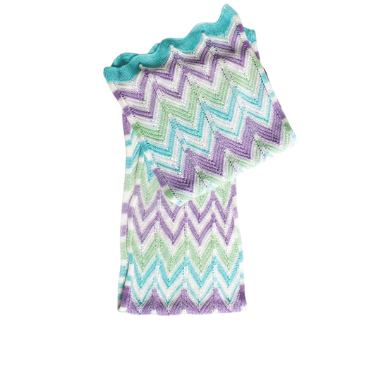 Missoni Multicolor Zigzag Chevron Knit Scarf NWT | Pastel Wave Stripe | 10” x 64”