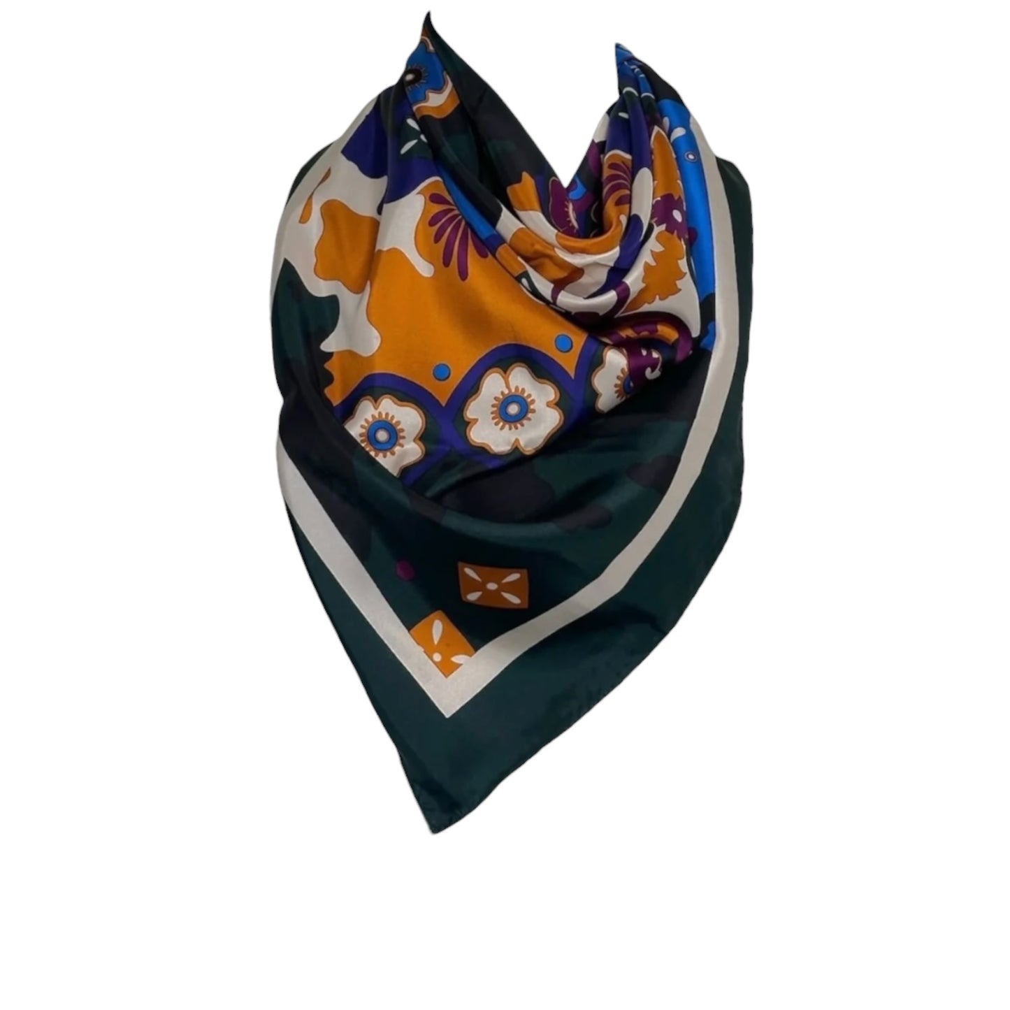 Vintage Christian Dior Multicolor Floral Print Silk Scarf 34” x 34”