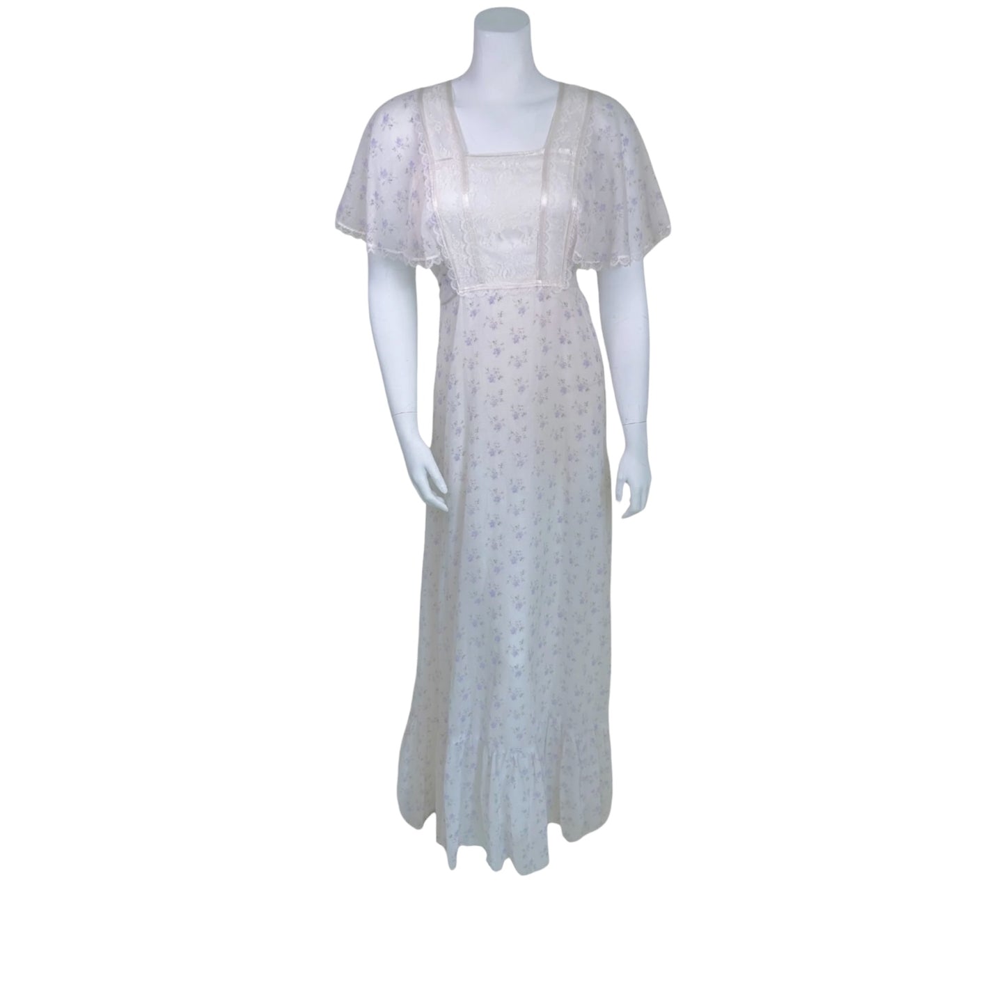 Vintage 1970s Floral Print Prairie Dress Size Small