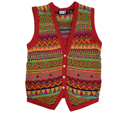 1990s DKNY Beaded Knit Vest
