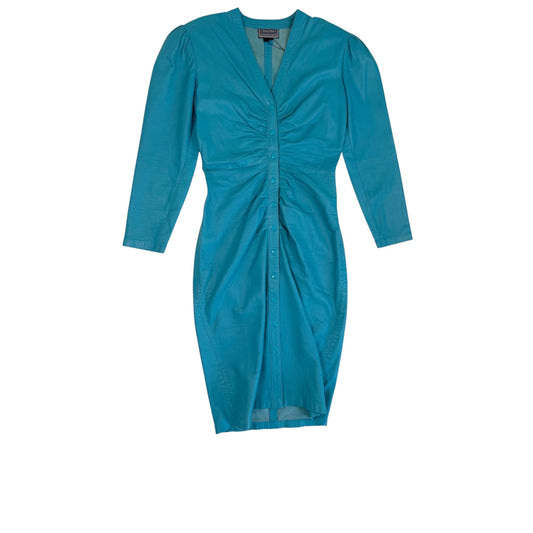 Michael Hoban for North Beach Leather Turquoise Lambskin Body-Hugging Dress Size Small