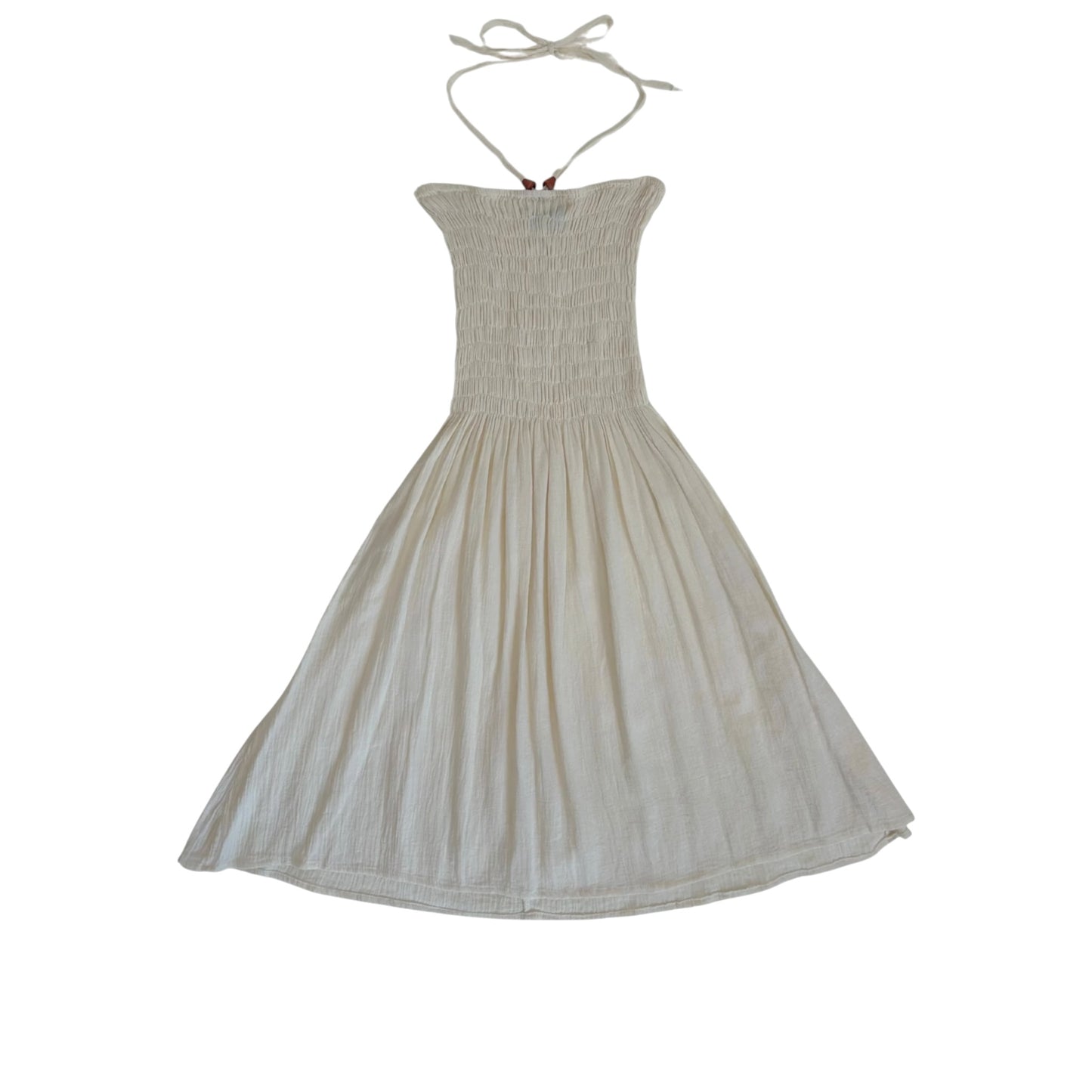 Vintage 1990s Beach Crew Ivory Cotton Halter Dress