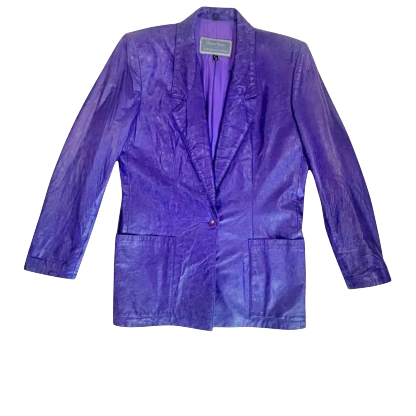 Michael Hoban for North Beach Leather Vintage 1980s Purple Embossed Paisley Leather Jacket
