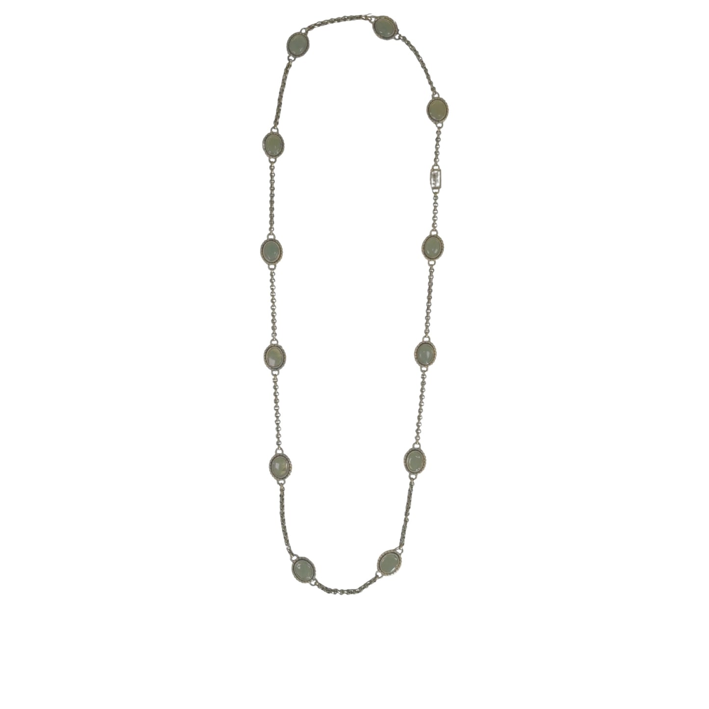 YSL Yves Saint Laurent Vintage Green Cabochon Station Necklace