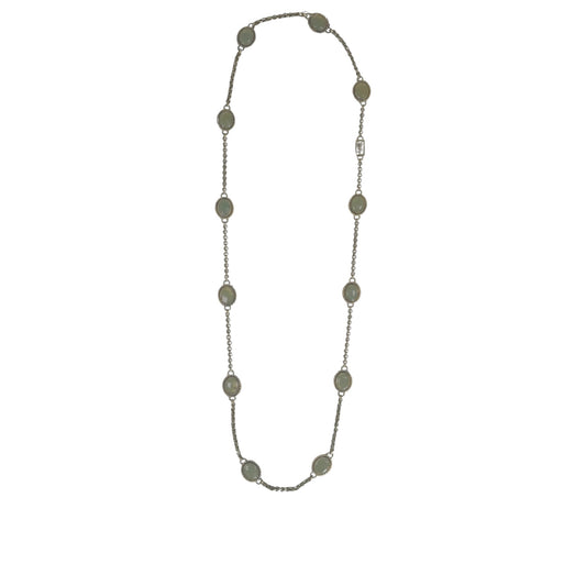 YSL Yves Saint Laurent Vintage Green Cabochon Station Necklace